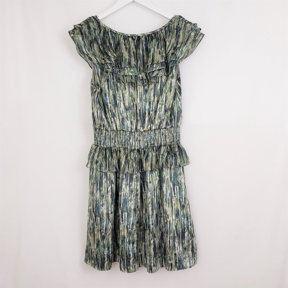 MM COUTURE Med MISS ME Green Ruffled V-Neck Dress - Picture 3 of 8